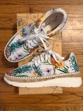 Free People white tropical print sneakers